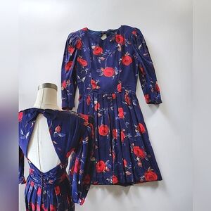 80s Vintage Lanz Originals Open Back Dress 27W Small